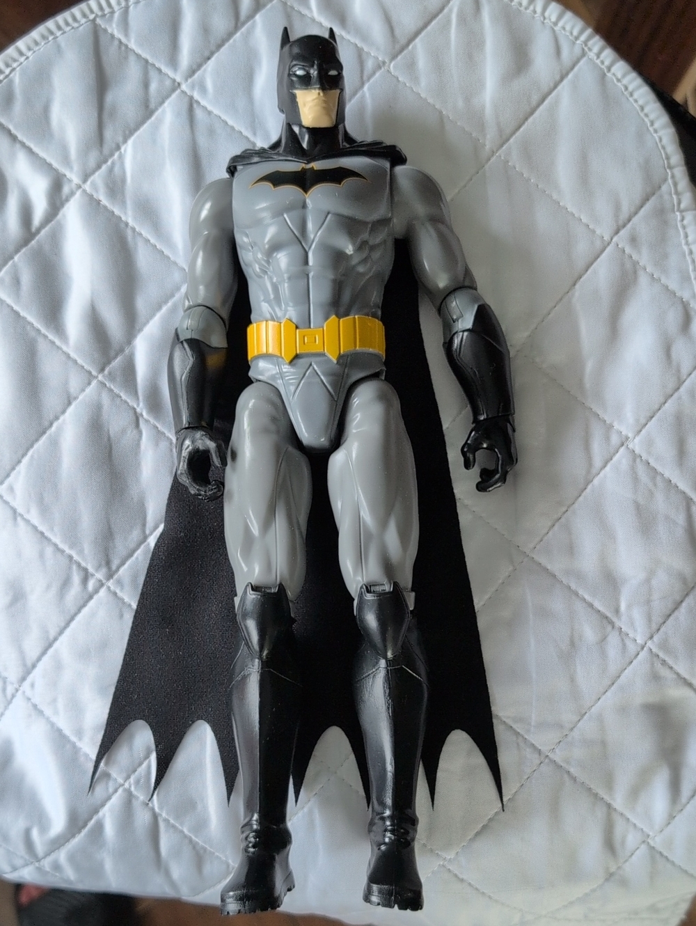 Gray & Black Superhero Action Figure with Yellow Belt